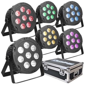 LIGHT4ME PENTA PAR 8x12W RGBWA LED slim x 6 + case
