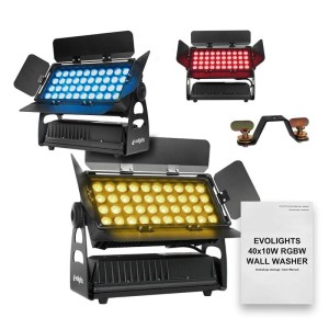 EVOLIGHTS 40×10W RGBW WALL WASHER – oświetlacz zewnętrzny IP65 z barndoorem i sterowaniem DMX ✅