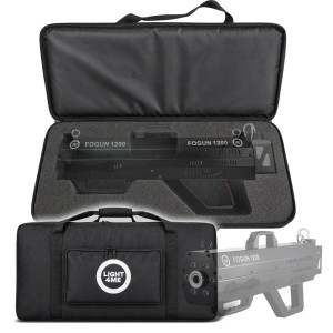  LIGHT4ME FOGun 1200 BAG torba transportowa dedykowany pokrowiec ochronny na wytwornicę dymu tkanina Oxford 600D profilowana wkładka z pianki podwójny zamek błyskawiczny kieszeń na akcesoria podwójny uchwyt ręczny 72 x 32,5 x 16 cm 