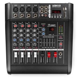 Vonyx AM5A – powermikser 5-kanałowy 2×500W DSP Bluetooth USB/SD