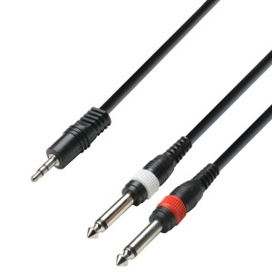Adam Hall przewód  jack 3.5mm stereo - 2x jack 6.3mm mono 3m 