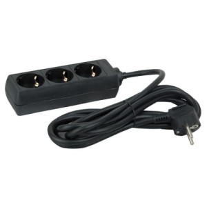 Showtec 3-Way Socket Black, 1,5 m cable 3 x 1,5 mm2