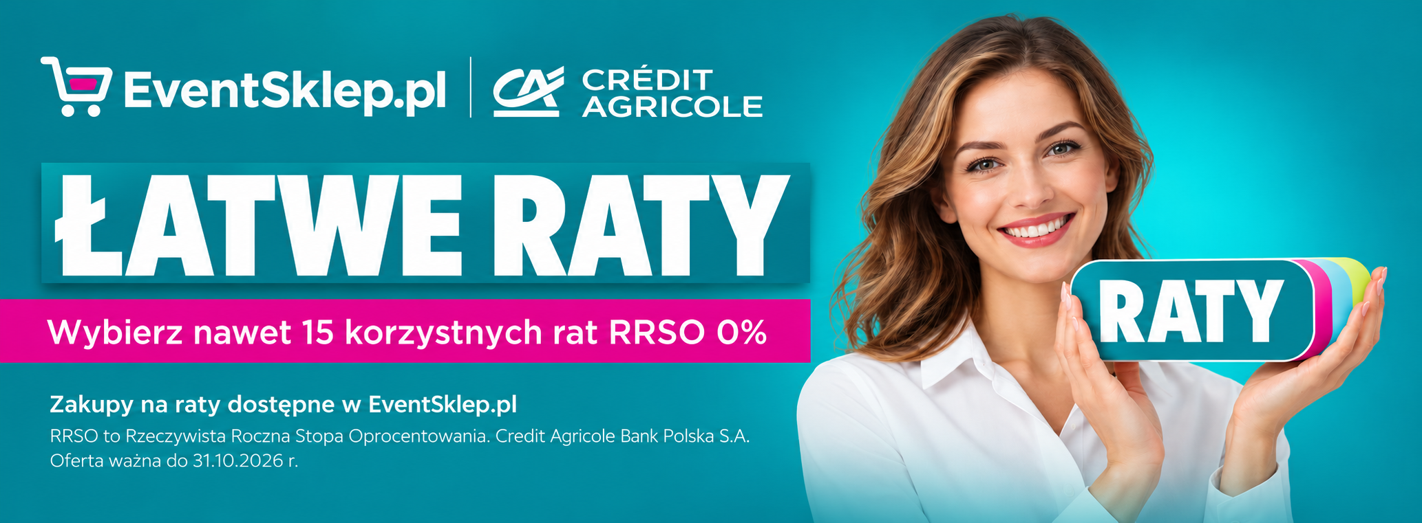 EventSklep.pl – zakupy na raty Crédit Agricole, nawet 15 rat z RRSO 0% na sprzęt sceniczny, nagłośnienie i oświetlenie.